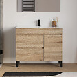 COSYNEO - Meuble de salle de bain 90cm simple vasque sur pieds avec porte et tiroirs - cambrian (chêne clair) - LAZARO - vignette