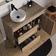 COSYNEO - Meuble de salle de bain 90cm avec plateau et vasque à poser ronde - porte et tiroirs - sans miroir - cambrian (chêne clair) - LAZARO - vignette