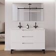 COSYNEO - Meuble de salle de bain 120cm double vasque - 3 tiroirs - blanc mat - RIZA - vignette