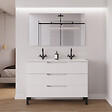 COSYNEO - Meuble de salle de bain 120cm double vasque - 3 tiroirs - blanc mat - RIZA - vignette