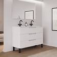 COSYNEO - Meuble de salle de bain 120cm double vasque - 3 tiroirs - blanc mat - RIZA - vignette