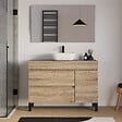 COSYNEO - Meuble de salle de bain 120cm avec plateau et vasque à poser arrondie - porte et tiroirs - cambrian (chêne clair) - LAZARO - vignette