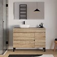 COSYNEO - Meuble de salle de bain 120cm avec plateau et vasque à poser arrondie - porte et tiroirs - cambrian (chêne clair) - LAZARO - vignette