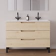 COSYNEO - Meuble de salle de bain 120cm double vasque - 3 tiroirs - sans miroir - roble calima (bois clair) - RIZA - vignette