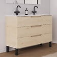 COSYNEO - Meuble de salle de bain 120cm double vasque - 3 tiroirs - sans miroir - roble calima (bois clair) - RIZA - vignette