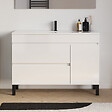 COSYNEO - Meuble de salle de bain 120cm simple vasque sur pieds avec porte et tiroirs - sans miroir - blanc brillant - LAZARO - vignette