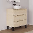 COSYNEO - Meuble de salle de bain 60cm avec plateau et vasque à poser ronde - sans miroir - 3 tiroirs - roble calima (bois clair) - RIZA - vignette