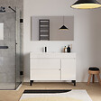 COSYNEO - Meuble de salle de bain 120cm sur pieds avec vasque déportée à gauche - sans miroir - porte et tiroirs - blanc brillant - LAZARO - vignette
