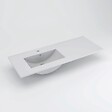 COSYNEO - Meuble de salle de bain 120cm sur pieds avec vasque déportée à gauche - sans miroir - porte et tiroirs - blanc brillant - LAZARO - vignette