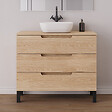 COSYNEO - Meuble de salle de bain 90cm avec plateau et vasque à poser arrondie - 3 tiroirs - roble era (chêne clair) - RIZA - vignette