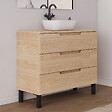 COSYNEO - Meuble de salle de bain 90cm avec plateau et vasque à poser arrondie - 3 tiroirs - roble era (chêne clair) - RIZA - vignette