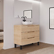 COSYNEO - Meuble de salle de bain 90cm avec plateau et vasque à poser arrondie - 3 tiroirs - roble era (chêne clair) - RIZA - vignette