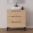 COSYNEO - Meuble de salle de bain 80cm avec plateau et vasque à poser arrondie - 3 tiroirs - roble era (chêne clair) - RIZA - vignette