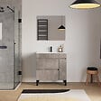 COSYNEO - Meuble de salle de bain 70cm simple vasque sur pieds avec porte et tiroirs - sans miroir - ciment (gris) - LAZARO - vignette