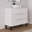 COSYNEO - Meuble de salle de bain 90cm avec plateau et vasque à poser arrondie - 3 tiroirs - blanc mat - RIZA - vignette