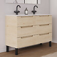 COSYNEO - Meuble de salle de bain 140cm double vasque - 6 tiroirs - sans miroir - roble calima (bois clair) - RIZA - vignette
