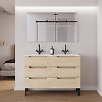 COSYNEO - Meuble de salle de bain 140cm double vasque - 6 tiroirs - sans miroir - roble calima (bois clair) - RIZA - vignette