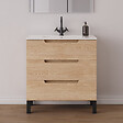 COSYNEO - Meuble de salle de bain 60cm simple vasque - 3 tiroirs - roble era (chêne clair) - RIZA - vignette