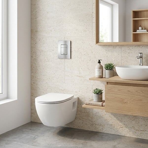 GROHE - Pack WC Bâti-support Rapid SL  + WC sans bride SAT + Abattant SoftClose + Plaque Chrome (RapidSL-Project-1) - large