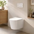 GEBERIT - Duofix Pack WC bâti-support + WC suspendu sans bride avec abattant SoftClose Ceramia + plaque blanche (GEBCE14WT05-FR) - vignette