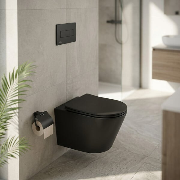 VILLEROY & BOCH - Pack WC Bâti-support sol mur Villeroy & Boch + WC SAT Infinitio sans bride + Abattant SoftClose + Plaque noire (VCNBLINFI4) - large