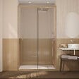 AURLANE - Porte de douche Coulissante 120x200cm - Profilés Aluminium effet Bois - Verre 6mm - WOOD CRUSH - vignette