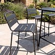 OVIALA - Ensemble table haute de jardin et 6 chaises en métal gris - Palavas - vignette