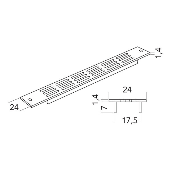RENSON - Grille entrée d'air intérieure alu 489/1 lg 275mm ht 24mm - noir 9005 - RENSON - 11950 - large