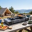 INTEC - Réchaud à Gaz 2 Feux 3800W Allumage Piezo + 4 Cartouches gaz Butane - Cuisinière à gaz Portable Camping Cuisine Extérieure INTEC - vignette