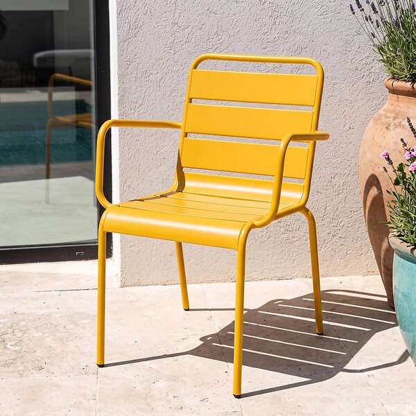 OVIALA - Fauteuil de jardin en métal jaune  - Palavas - large
