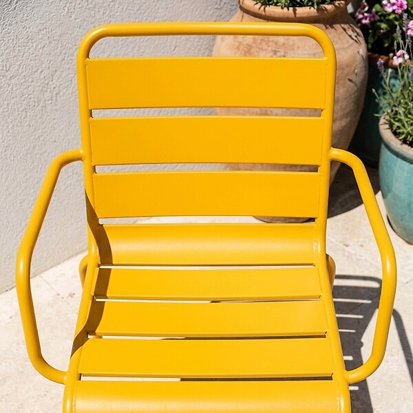 OVIALA - Fauteuil de jardin en métal jaune  - Palavas - large