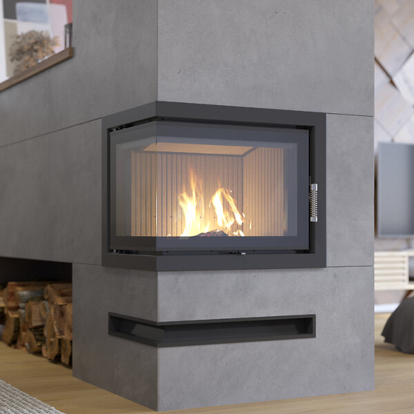 NORDFLAM - Insert à bois NORDFLAM - ROTEN 10 kW vitre angle gauche - - large