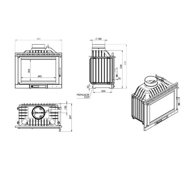 NORDFLAM - Insert à bois NORDFLAM - ETNA A+ 11 kW en Fonte - - large