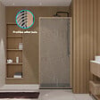 AURLANE - Paroi de douche 90 x 200 HINATA - style Japandi courbes douces - Cadre effet Bois - Verre 6mm - vignette