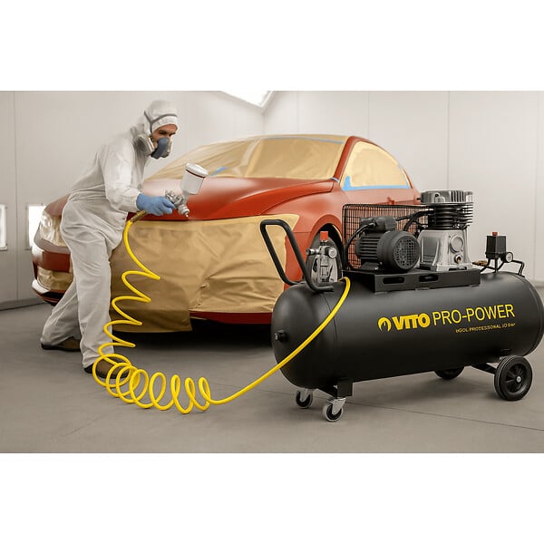 VITO - Compresseur d'air 200L 10Bar 400L/min + Clé à choc pneumatique 310Nm + Outils de Gonflage Soufflage Peinture Garage Atelier VITO - large