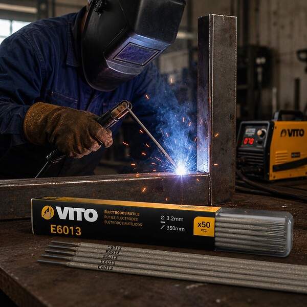 VITO - Lot 50 Electrodes Rutiles 3.2x350mm E6013 Soudure AC/DC Acier au Carbone Amorçage Facile Arc Stable Réparation Serrurerie VITO - large