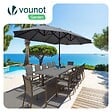 VOUNOT - Parasol Jardin Double Aluminium 270 x 460 cm gris - vignette