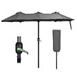 VOUNOT - Parasol Jardin Double Aluminium 150 x 300 cm gris - vignette