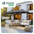 VOUNOT - Parasol Jardin Double Aluminium 150 x 300 cm gris - vignette
