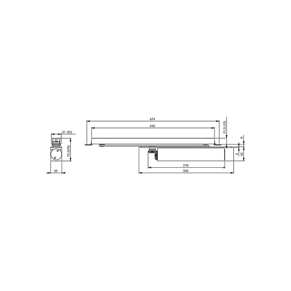 ASSA ABLOY - Ferme porte à encastrer corps seul force 3 fixe type DC 840 - large