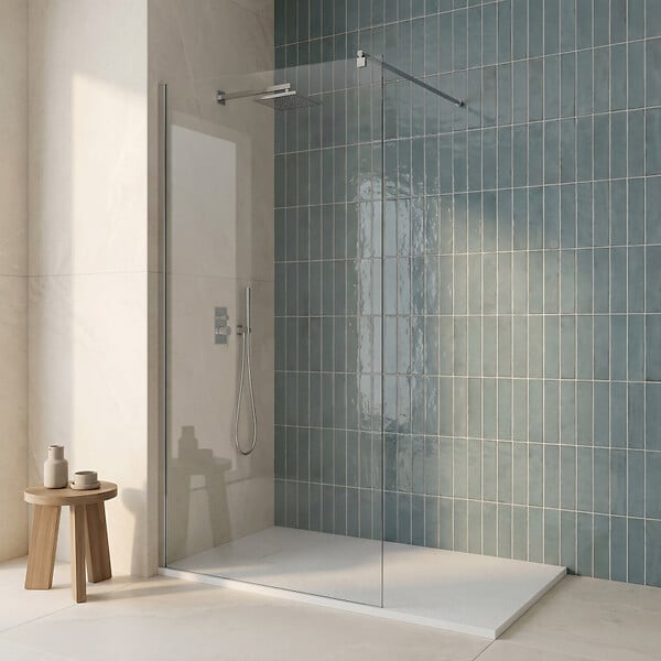 SWISS AQUA TECHNOLOGIES - Walk-in 80x200cm Paroi en verre fumé 8 mm anticalcaire, avec bras et profilés noir mat (SATBWI80KSPRC) - large