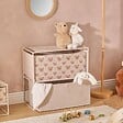 ATMOSPHERA - Commode Enfant Tissa 2 Tirroirs Beige Imprimé Ourson 60x30x60 cm - vignette