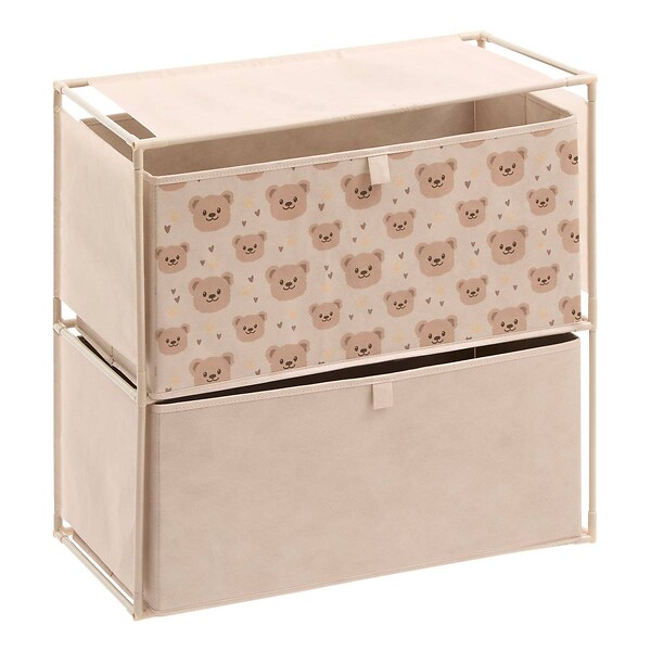 ATMOSPHERA - Commode Enfant Tissa 2 Tirroirs Beige Imprimé Ourson 60x30x60 cm - large