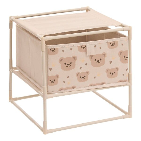 ATMOSPHERA - Table de Chevet Enfant Tissa 1 Tirroir Beige Imprimé Ourson 30,5x30,5x31 cm - large