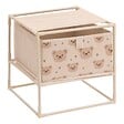 ATMOSPHERA - Table de Chevet Enfant Tissa 1 Tirroir Beige Imprimé Ourson 30,5x30,5x31 cm - vignette
