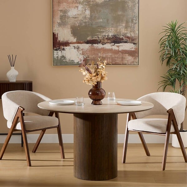 ATMOSPHERA - Fauteuil de table Amza H.79cm beige noyer - large
