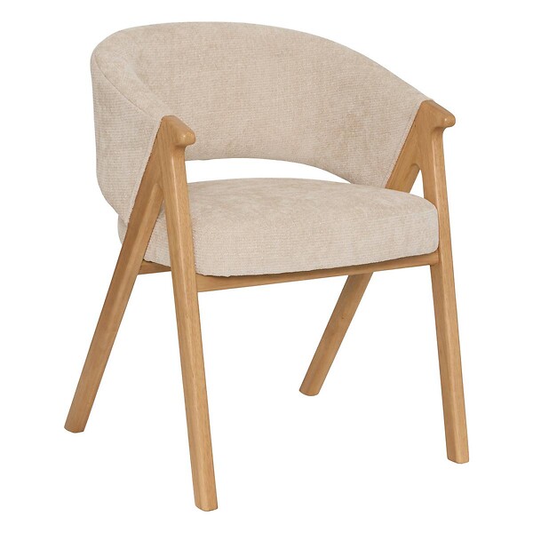 ATMOSPHERA - Fauteuil de table Amza H.79cm beige bois naturel - large