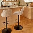 ATMOSPHERA - Lot de 2 tabourets de bar Cirea carré H.105cm pivotant beige noir - vignette