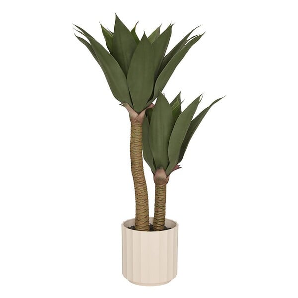 ATMOSPHERA - Agave artificiel Nyer H.96cm avec pot blanc - large