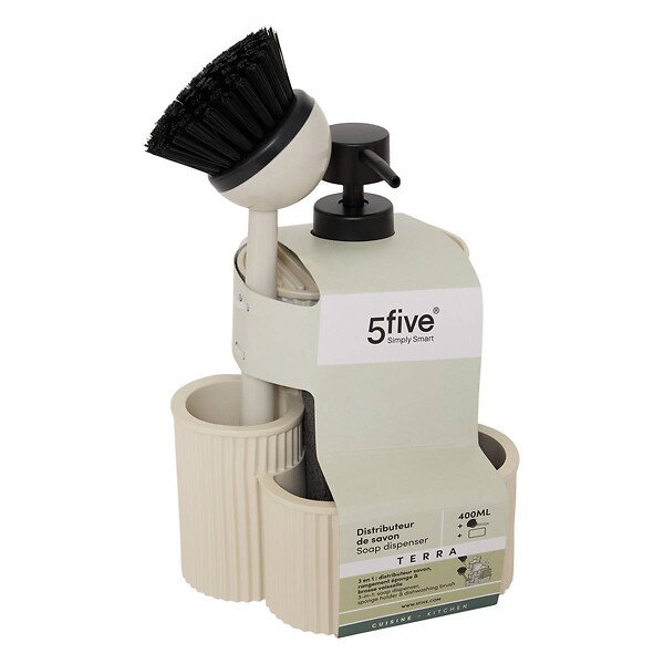 5 FIVE SIMPLY SMART - Distributeur de savon Terra rectangulaire 400ml beige - large